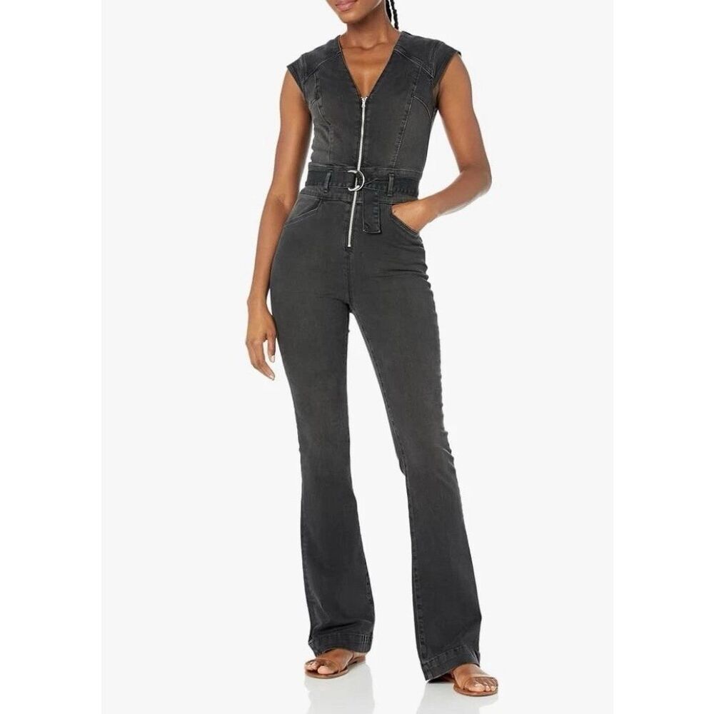 PAIGE Laurel Canyon belted denim jumpsuit Dark Twilight Size 00 NWT/001